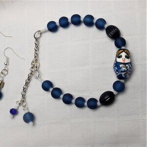 no 814 Handmade jewelry set with Matrioshka bracelet and earrings